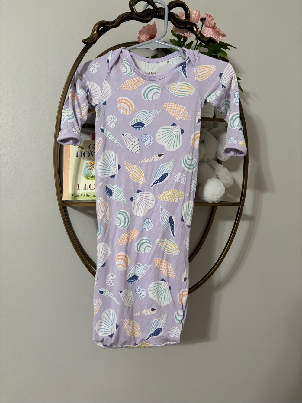 Little Sleepies Lilac Shell Print Convertible Gown - Pastel Multicolor